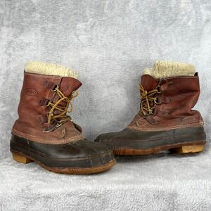 Rico Insulated Leather Duck Boots 11 Brown Men Vintage Winter Work Outdoor Boots